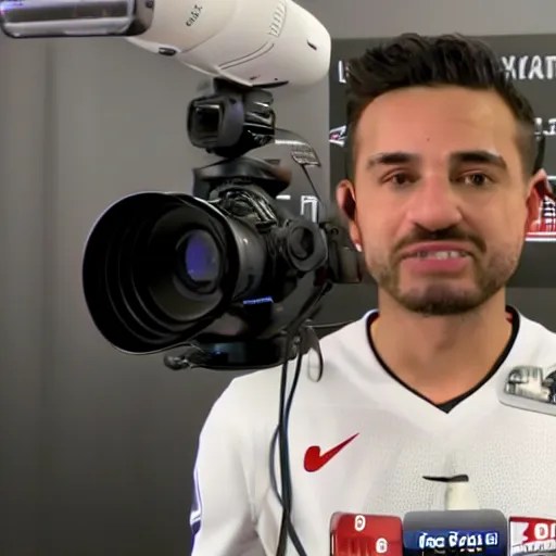 remote startup post game interview on zoom, high Stable Diffusion