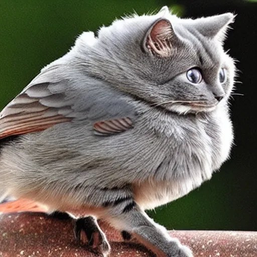 cat bird hybrid, cute, with strong and muscular legs Stable Diffusion