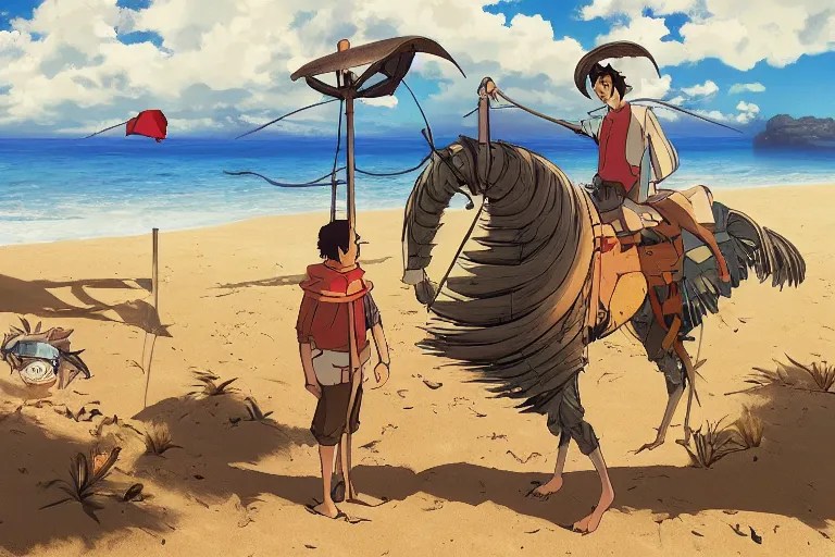 don quijote in the beach. 4 k digital paint by studio Stable