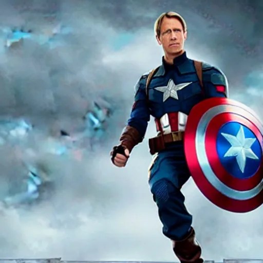 “A still of Tony Hawk as Captain America in the film Stable Diffusion