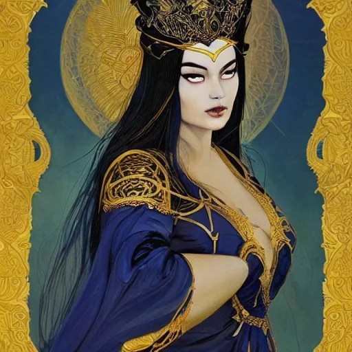 painting of junoesque plus size priestess of the moon, Stable