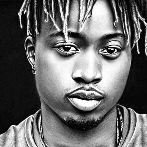 Juice WRLD pencil drawing by Paul cadden 4k detail Stable Diffusion