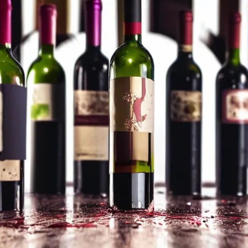 wine bottle hitting the floor, bottom part explode Stable Diffusion