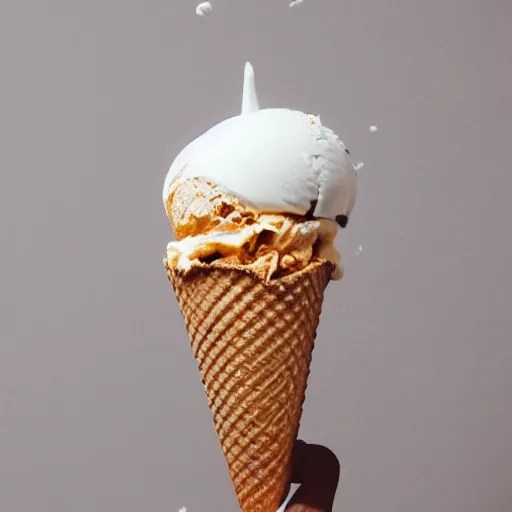 a photograph of a dangerously bloated ice cream cone Stable Diffusion OpenArt