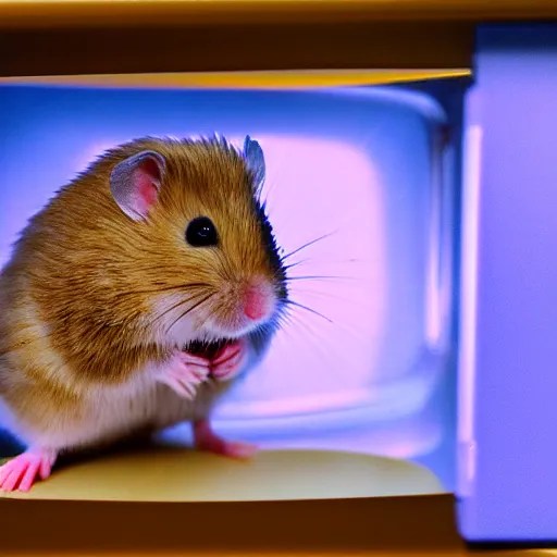 a hamster in a microwave photo realistic 4 k n 2 0 Stable Diffusion
