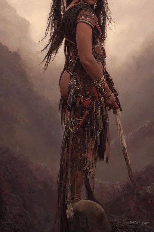 Sexy Native American Girl Painting