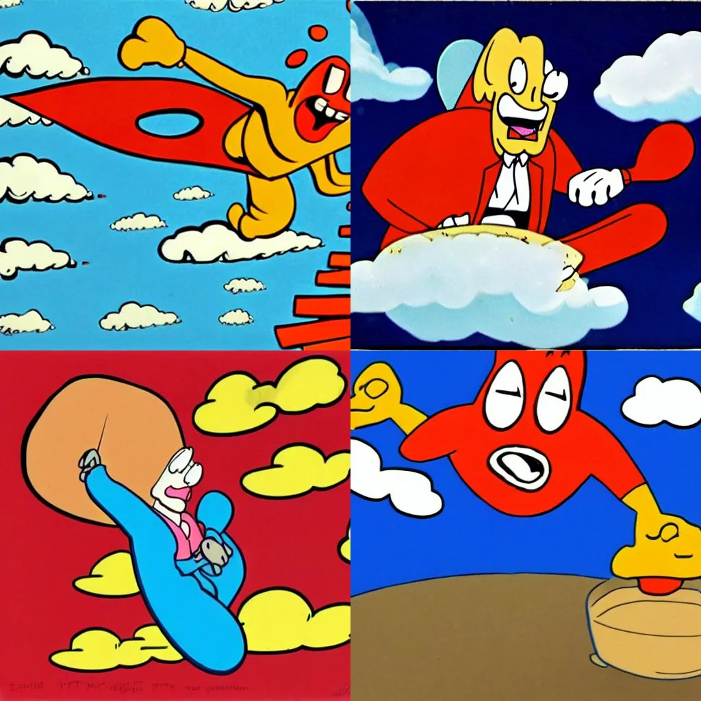 powdered toast man flying in the clouds, ren & stimpy, Stable