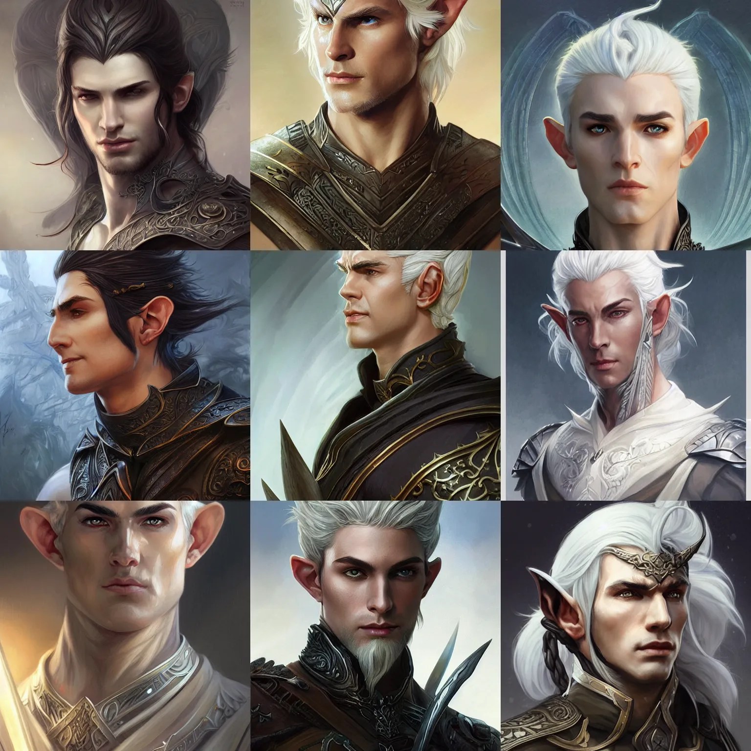 male elven warrior, elegant, intricate, obsidian skin, Stable