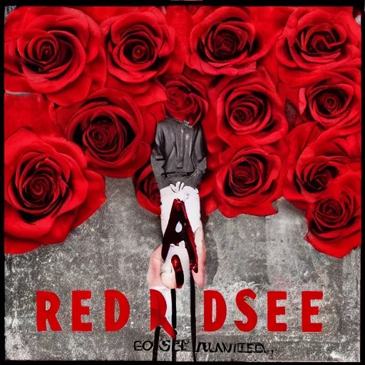 album cover of a indie pop band, red rose, album cover Stable Diffusion