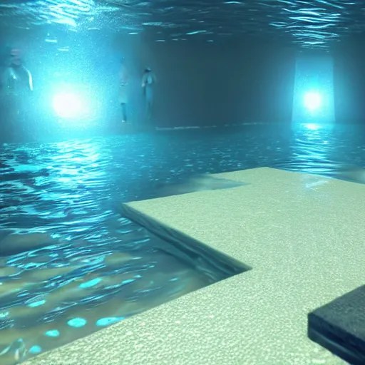 3d render underwater with brilliant lights. Caustics. Stable