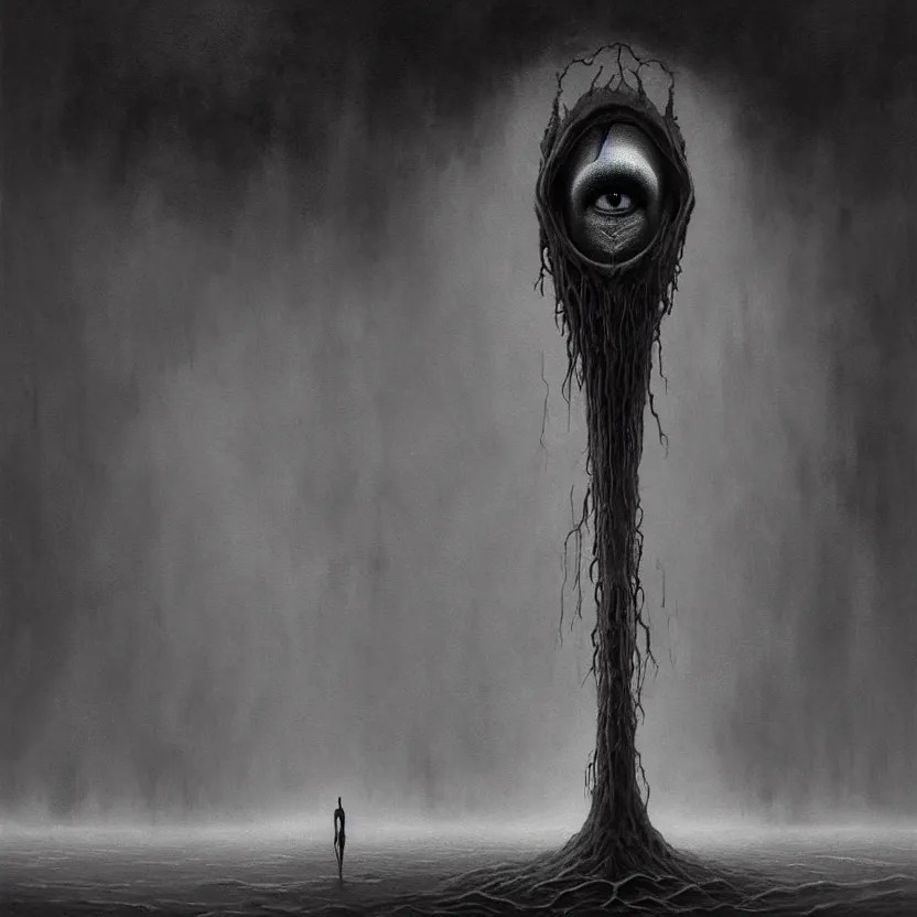 tall alien grey art detailed painting of a creepy Stable Diffusion