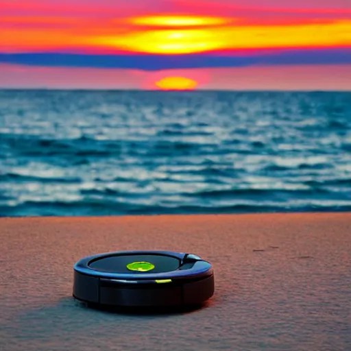 roomba chilling on the beach, sunset Stable Diffusion OpenArt