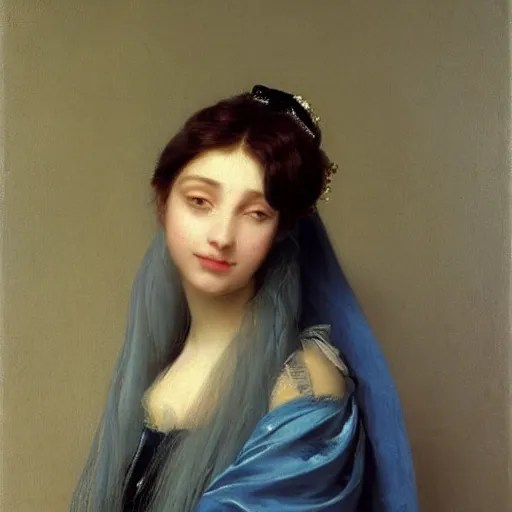 a young woman’s face, her hair is white, she wears a Stable Diffusion