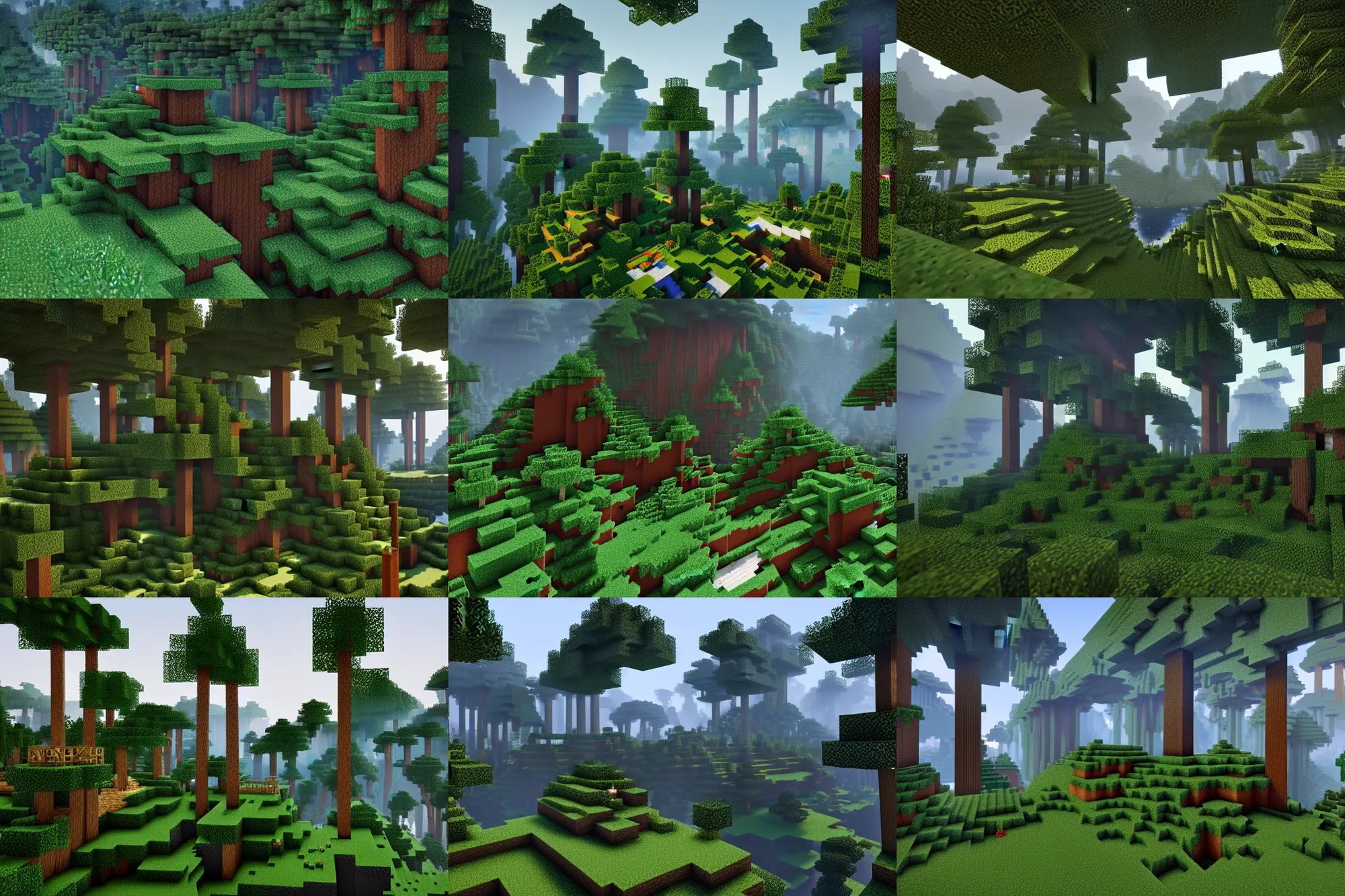 A scenic view of a minecraft forest, photorealistic Stable Diffusion