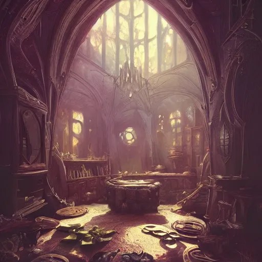interior witch's house, fantasy art, in the style of Stable Diffusion