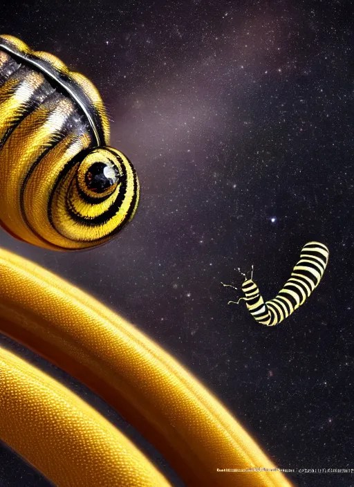 caterpillar jumping on a star, realistic, sharp focus, Stable