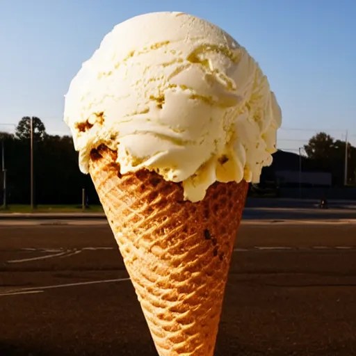 a photograph of a dangerously bloated ice cream cone Stable Diffusion OpenArt