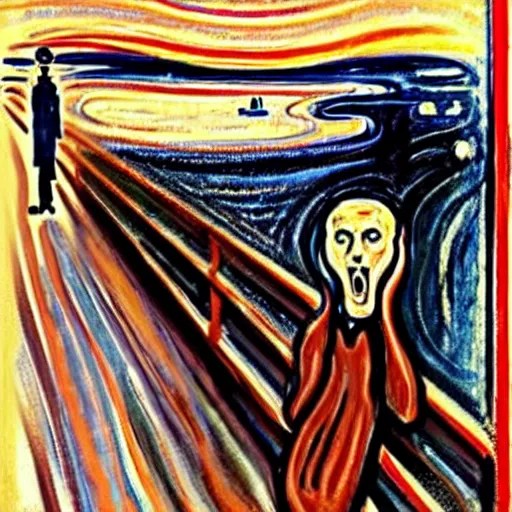 Jens Stoltenberg in Scream painting by Edvard Munch Stable Diffusion