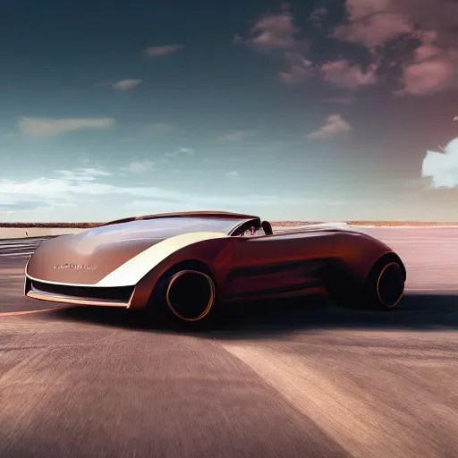 Saul Goodman driving a convertible futuristic car at Stable Diffusion