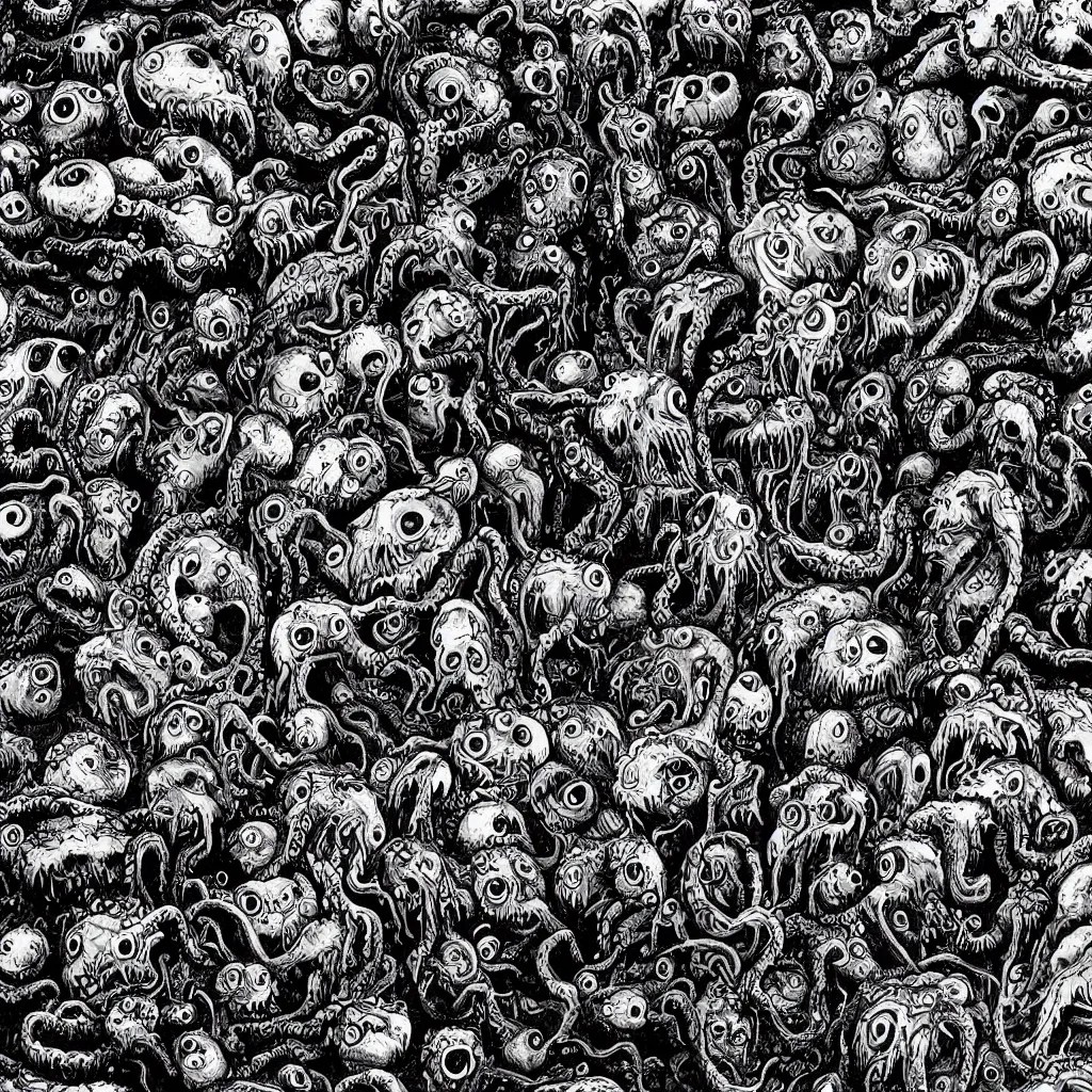 a monsters made from dark oily gelatinous substance, Stable Diffusion