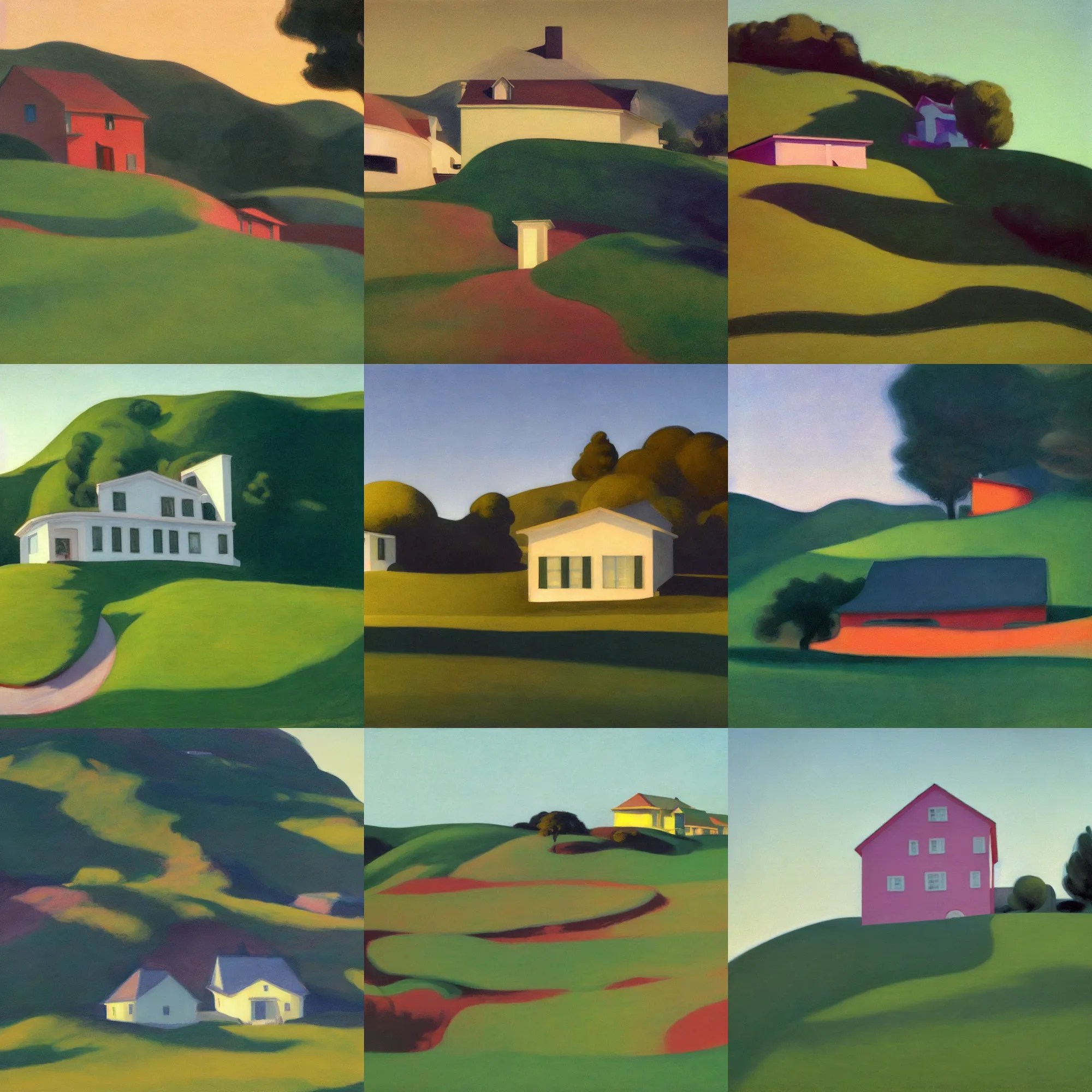 a bad quality photograph of perfectly rounded hills Stable Diffusion