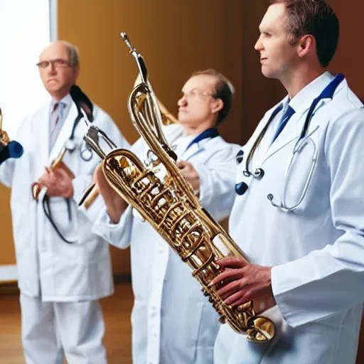 doctors playing medical saxophones during an emergency Stable