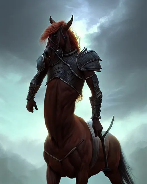 matte fantasy painting of a horse with human head, Stable Diffusion