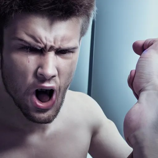 professional photographic image of young angry man Stable Diffusion