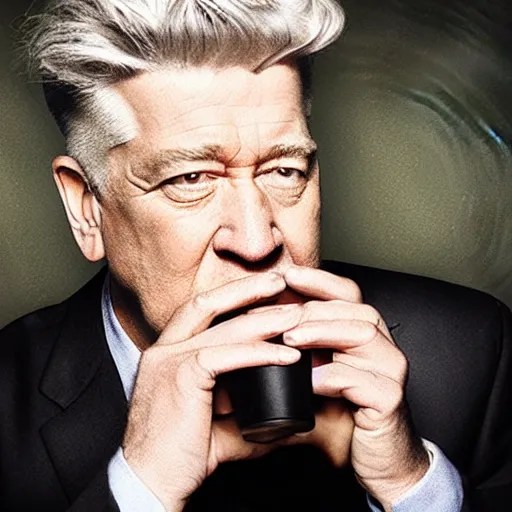 a photorealistic depiction of david lynch drinking Stable Diffusion