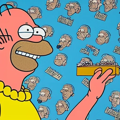 close up portrait of homer simpson, by geof darrow, Stable Diffusion