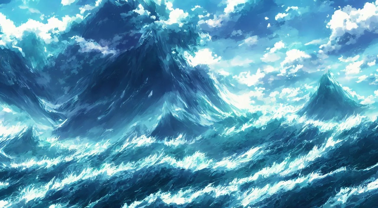 anime landscape wallpaper, rough waves Stable Diffusion
