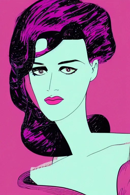 digital fashion illustration in 1980 by Patrick Nagel Stable