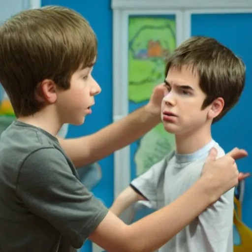 greg heffley trying to help rowley, jeff kinney Stable Diffusion