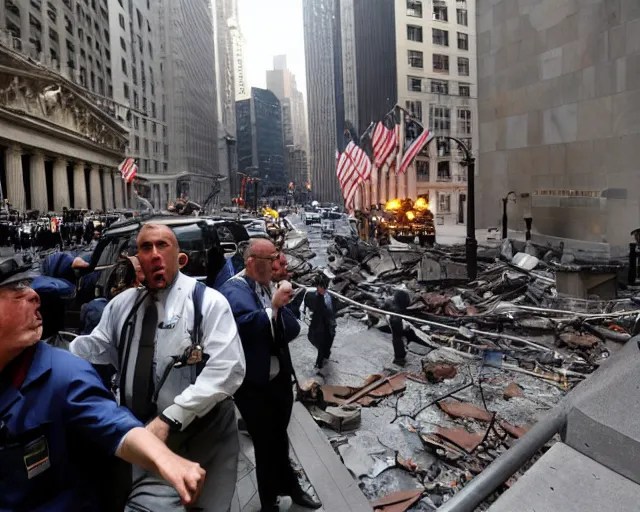 wall street explosion, breaking news, photograph Stable Diffusion OpenArt