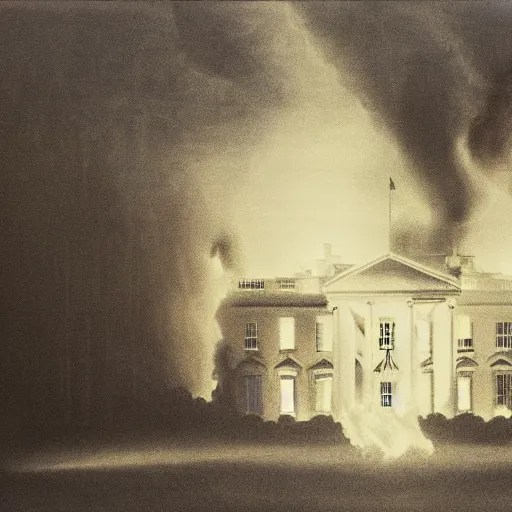 white house burning down during a communist uprising, Stable Diffusion