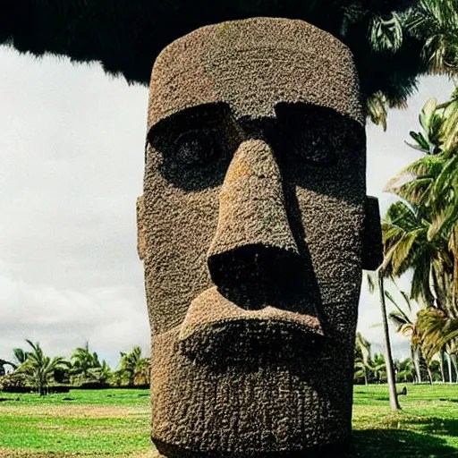 an Easter Island head statue close up, fisheye lens, Stable Diffusion