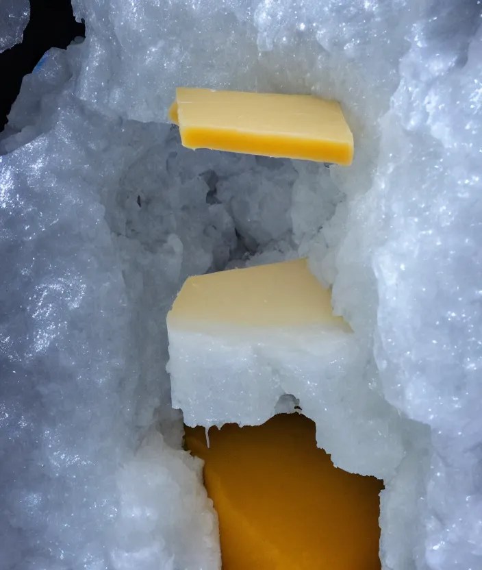 cheese inside an ice cavern, 33mm photo Stable Diffusion OpenArt
