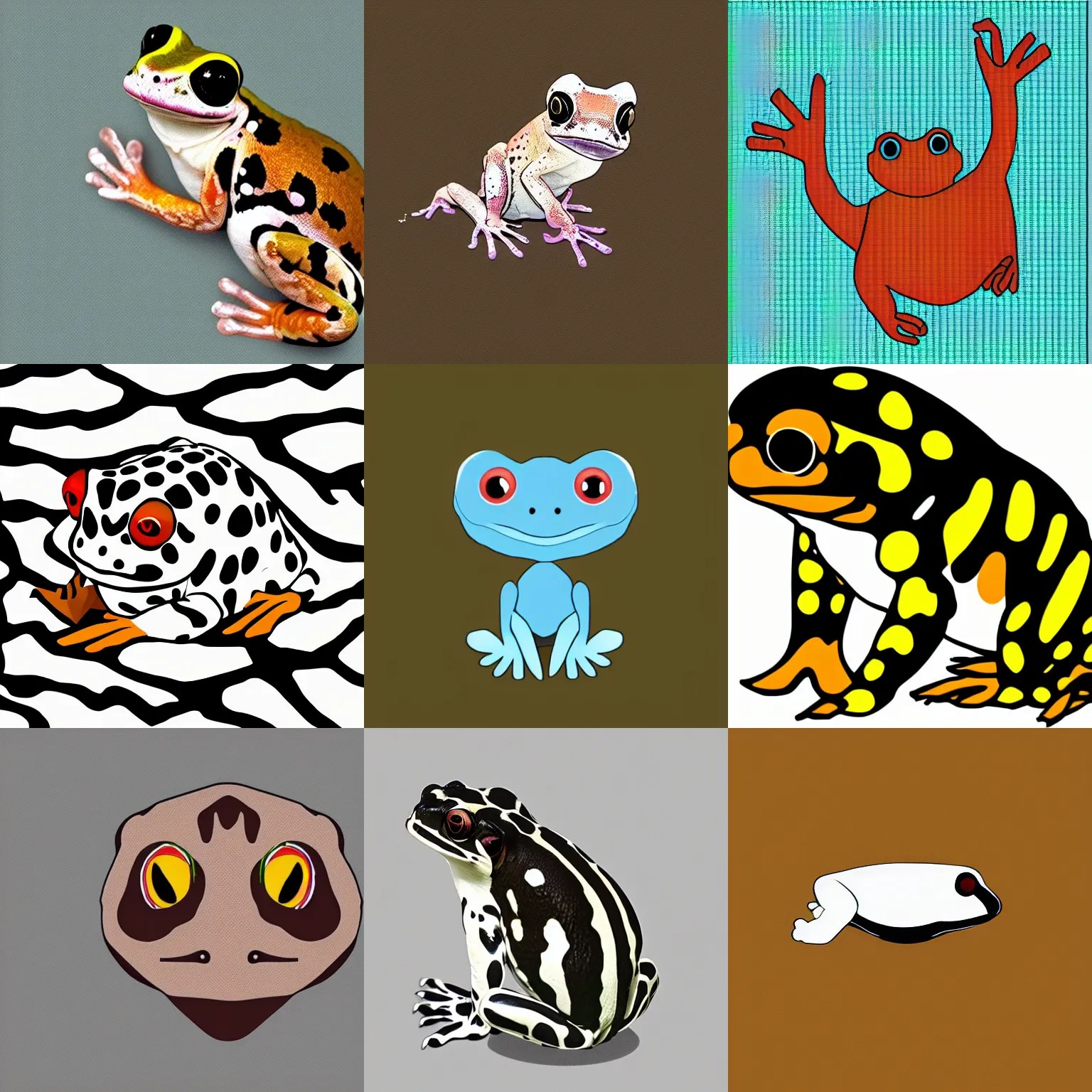 Amazon milk frog, digital art, minimalist, flat colors Stable