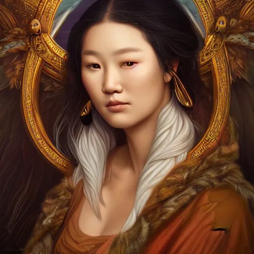 a stunning portrait of yakut by Evelyn De and Stable Diffusion