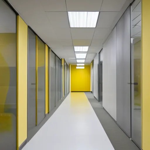 liminal office hallway, pale yellow walls, pale yellow Stable Diffusion