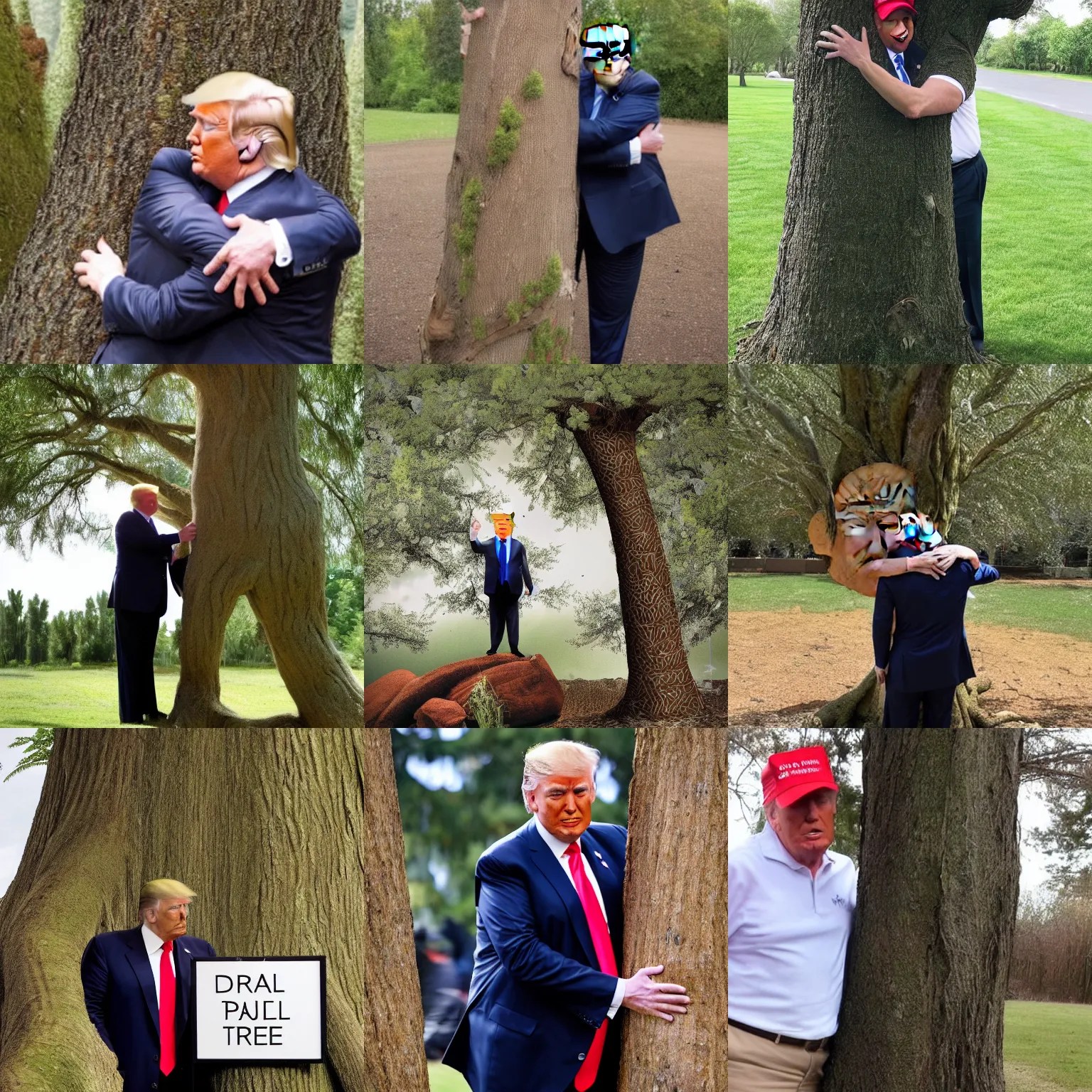 Donald Trump hugging a tree Stable Diffusion