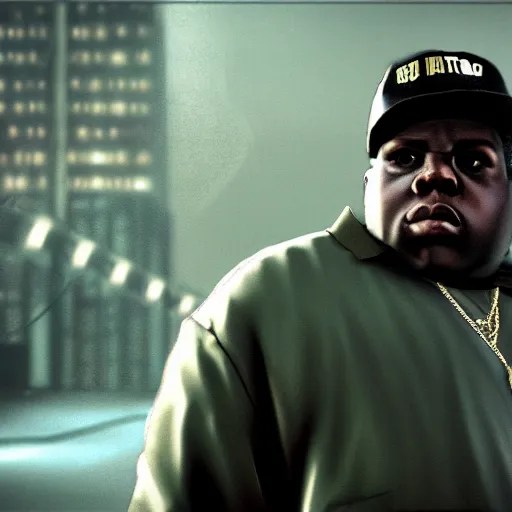 Portrait of Biggie Smalls in GTA IV, splash art, movie Stable