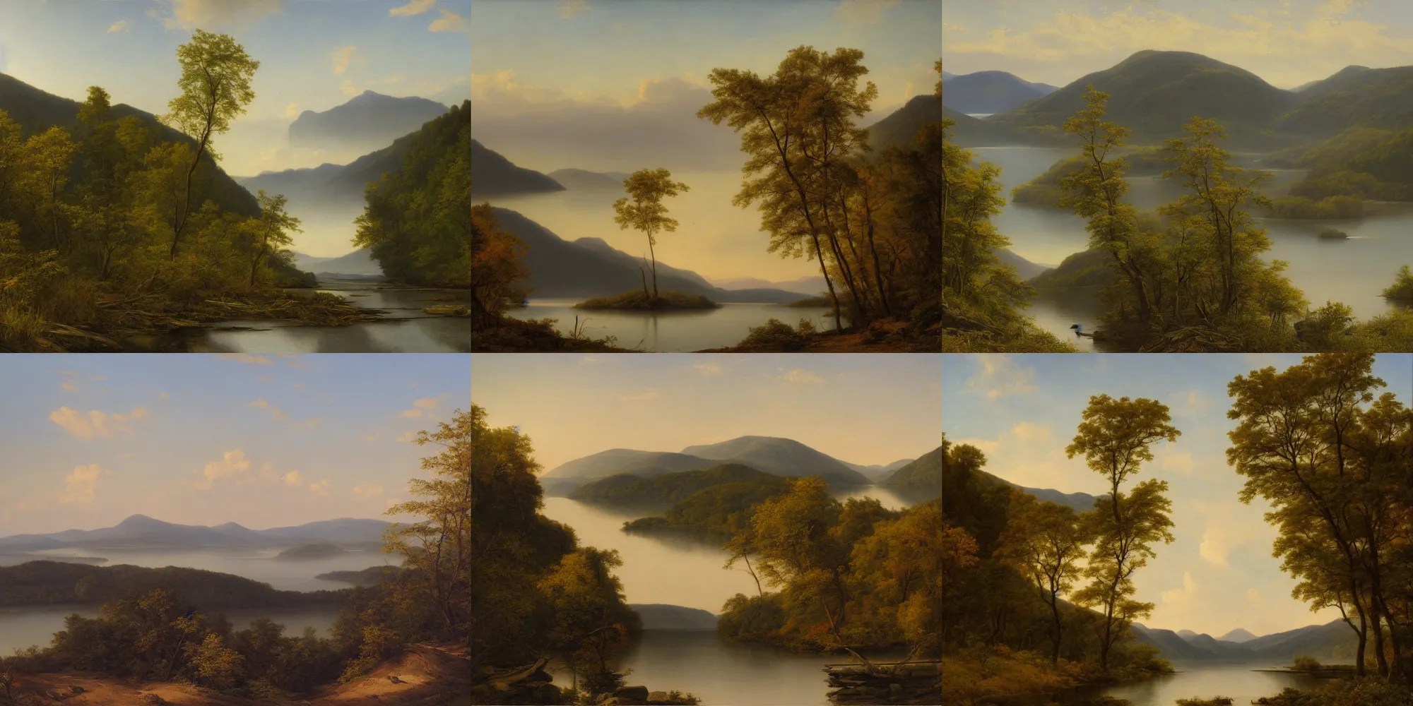 hudson river school painting, naturalism, great river, Stable