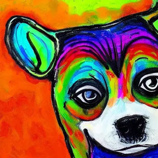 a cute dog. the painting is very colorful and Stable Diffusion