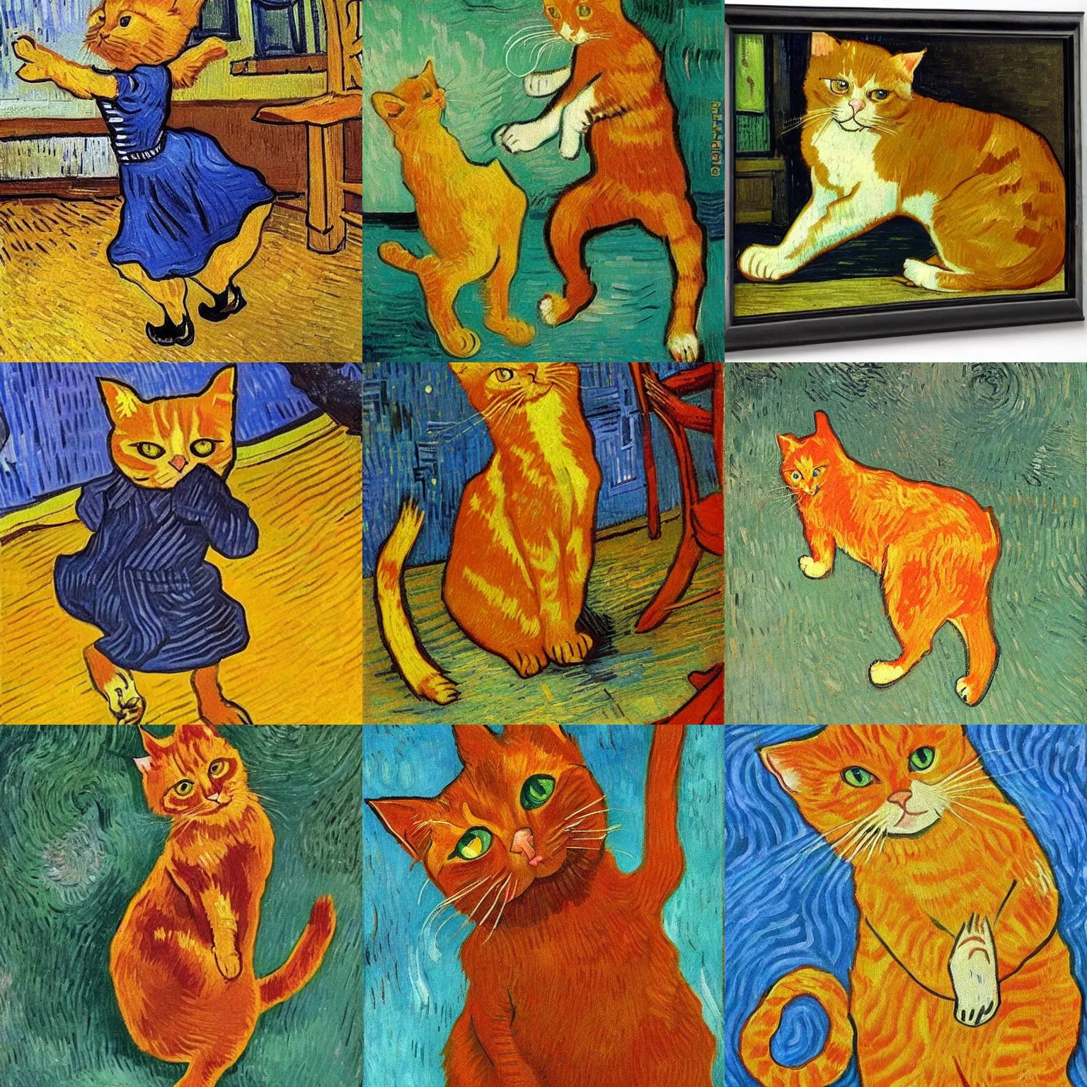 ginger cat dancing by vincent van gogh Stable Diffusion OpenArt