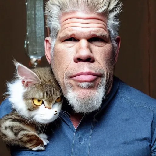 ron perlman with mainecoon ears and whiskers Stable Diffusion