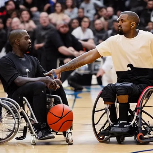 kanye west playing against a wheelchair basketball team Stable Diffusion