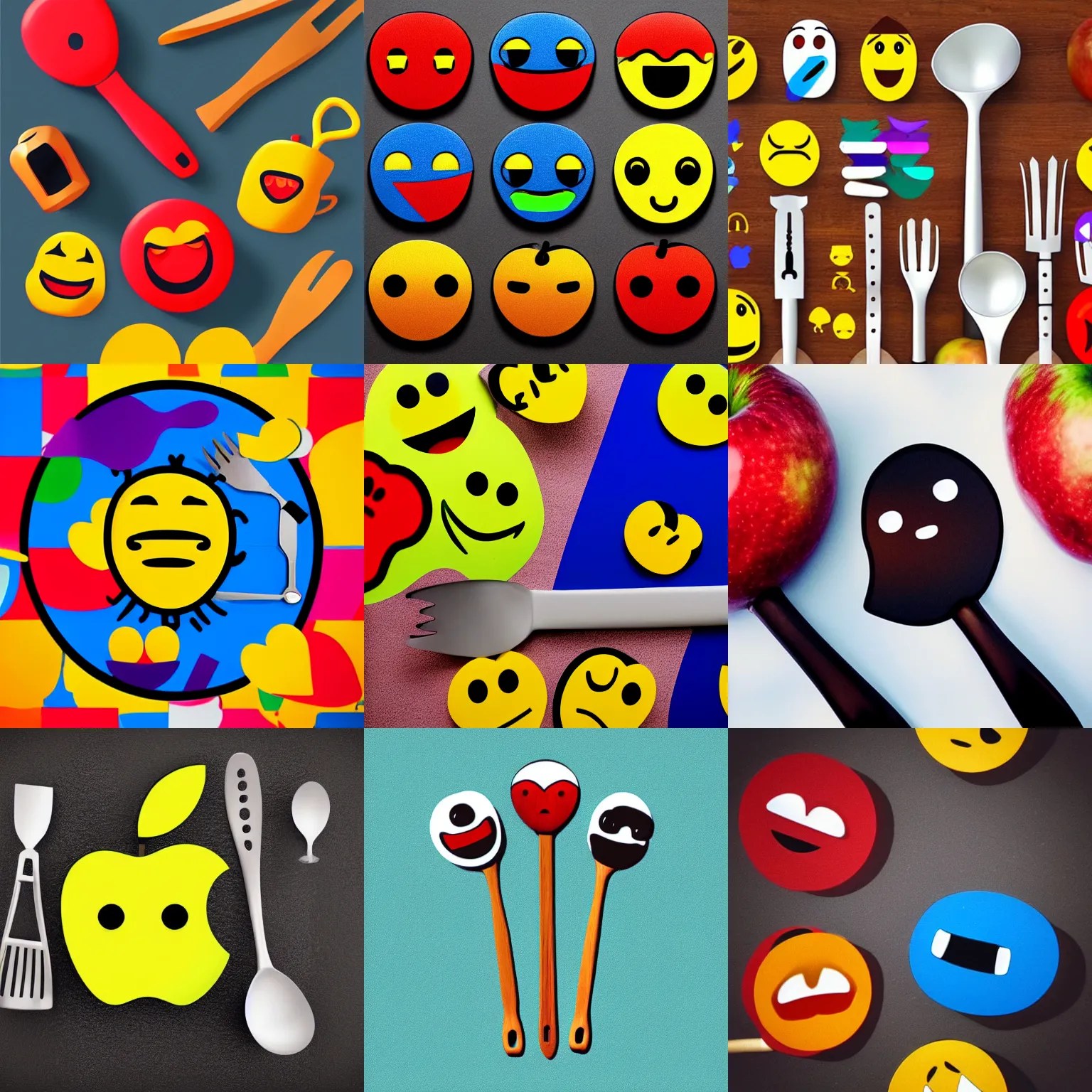 emoji art, kitchen utensils, apple Stable Diffusion OpenArt