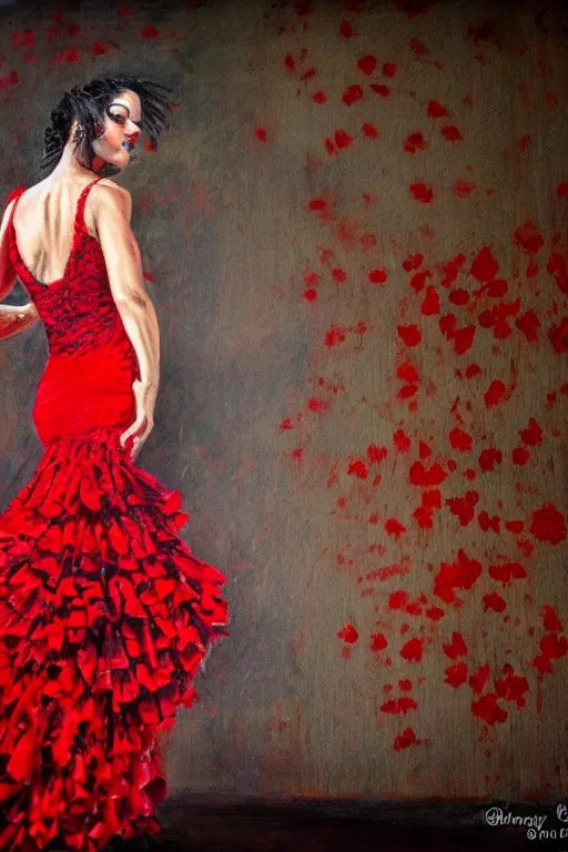 detailedoil painting of spanish flamenco dancer in Stable Diffusion