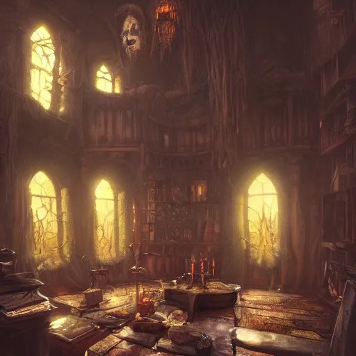 interior witch's house, fantasy art, in the style of Stable Diffusion